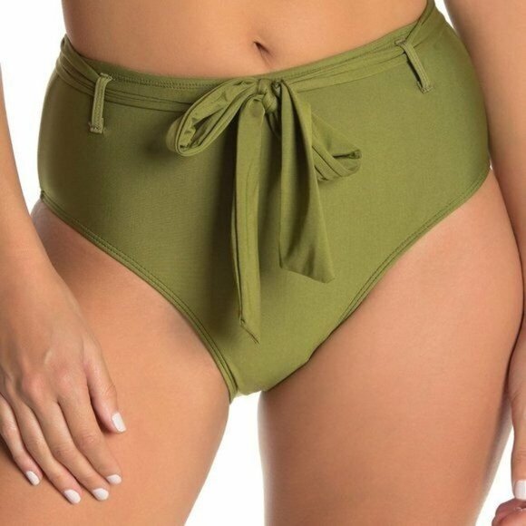 Ella Moss NWOT S Green Belted High Waist Bikini Bottoms - Picture 1 of 3